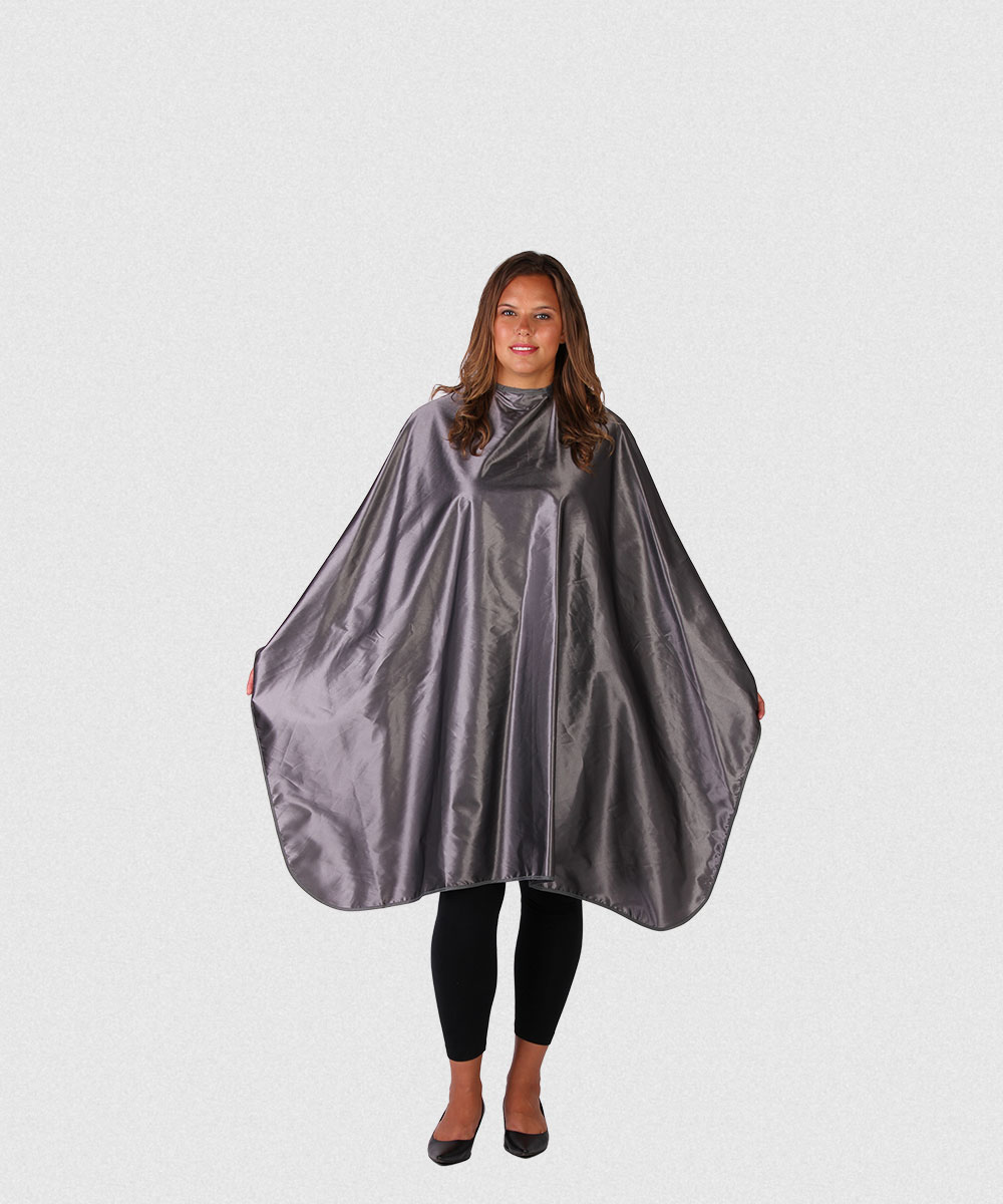 DELUXE GLIMMER SATIN CUTTING CAPE -GUNMETAL
