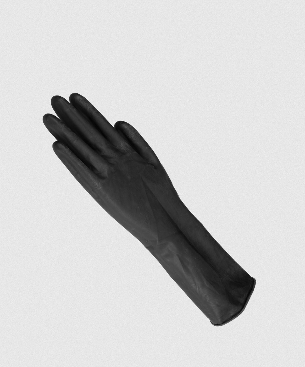 REUSABLE BLACK LATEX GLOVES (M)