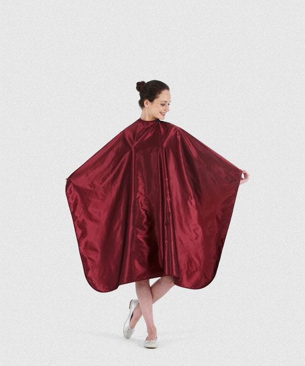DELUXE GLIMMER SATIN CUTTING CAPE-BURGUNDY