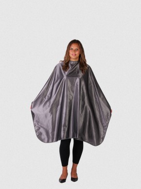 DELUXE GLIMMER SATIN CUTTING CAPE -GUNMETAL